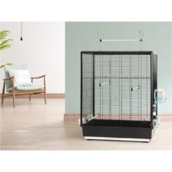 Cage Oiseaux Primo 60 Noir 80x50x115cm -Oiseaux Fournitures Soldes cage oiseaux primo 60 noir 80x50x115cm 12766 vadigran la cage primo 60 est une cage specialement concue pour les petits oiseaux 1 3