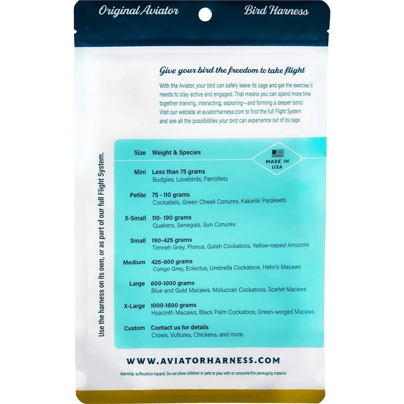 Harnais Pour Perroquet AVIATOR Large Noir 5 Harnais Pour Perroquet AVIATOR Large Noir – Image 3