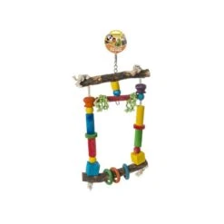 Jouet Perche En Bois Double Avec 3 Anneaux